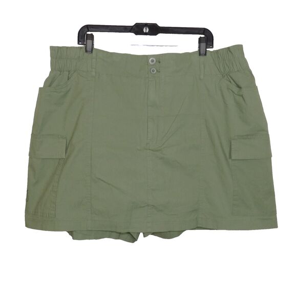 Ava & Viv Pants - Ava & Viv Sage Green Cotton Blend High Waist Cargo Skort Plus Size 2X